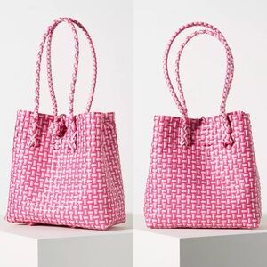 NWT Anthropologie Sarah Stewart Mini Woven Tote Bag – Pink